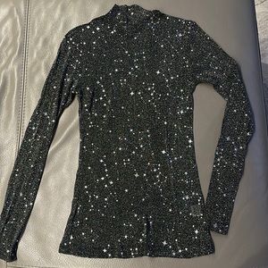 Gunmetal mesh top with silver stars, festival wear